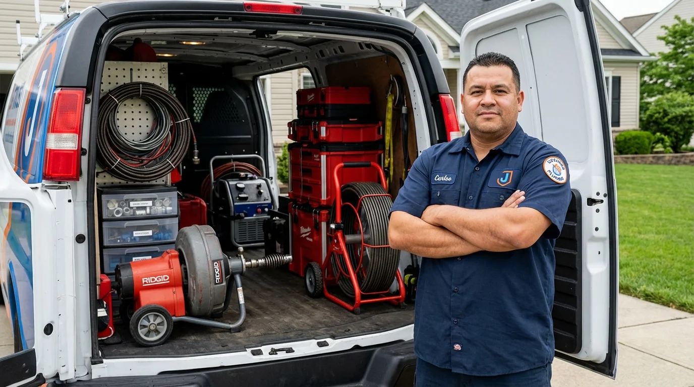 Professional drain cleaning equipment and Johns Plumbing LLC plumber in Beresford