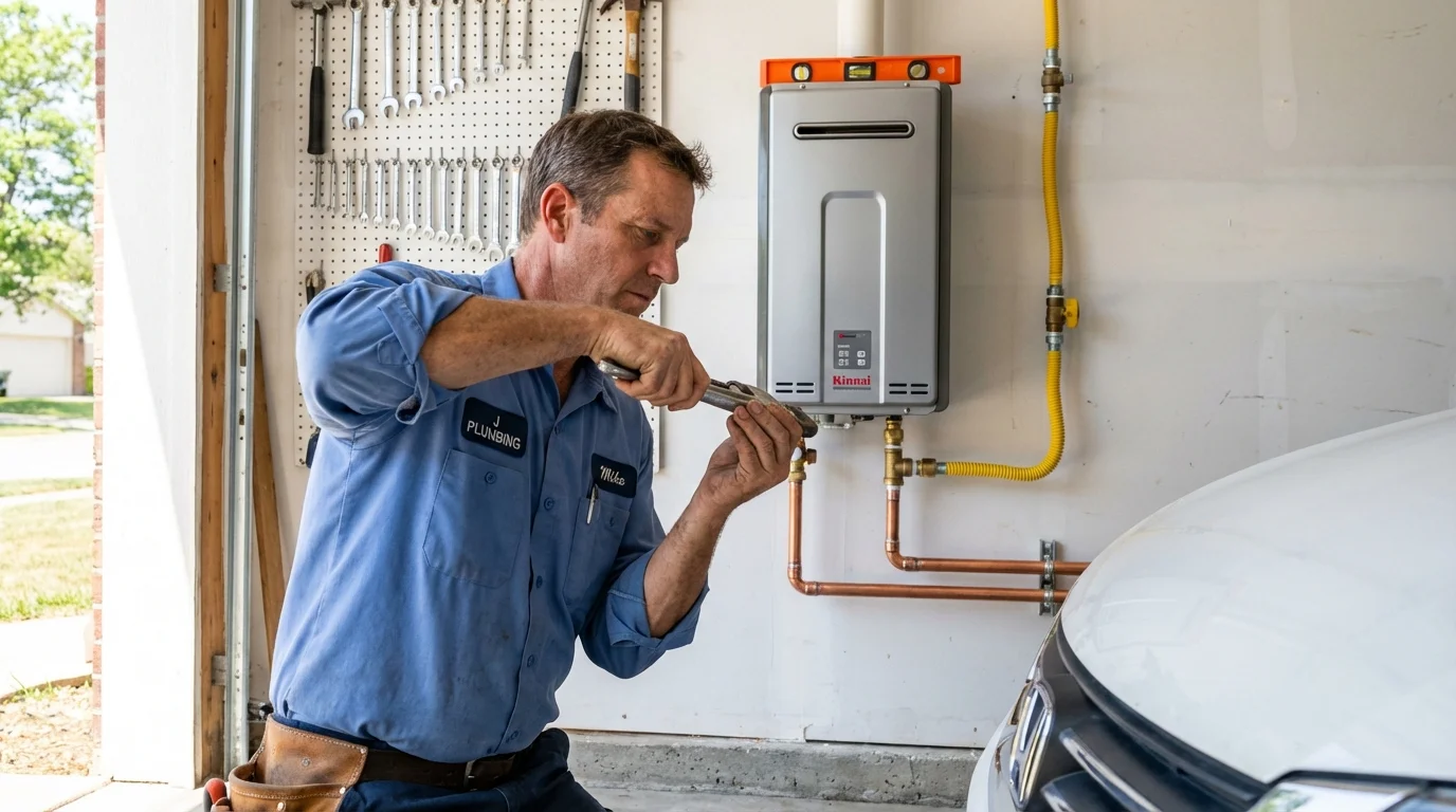 Tankless water heater installation by a Johns Plumbing LLC plumber in Beresford